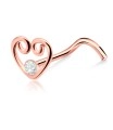Heart with Stone Curved Nose Stud NSKB-810